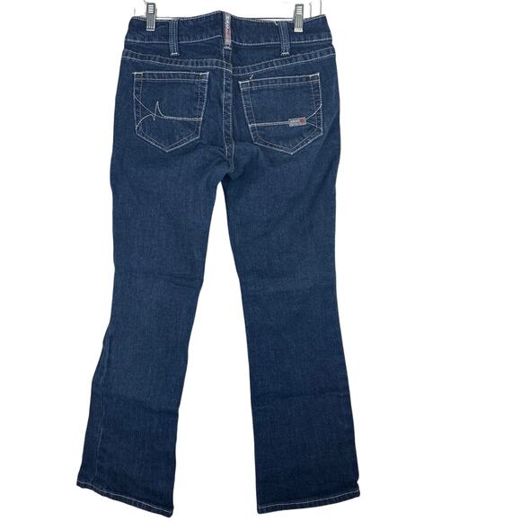 Ariat Fire Resistant Midrise Dark Blue Wash Bootcut Work Jeans Size 28 Short - Picture 2 of 15